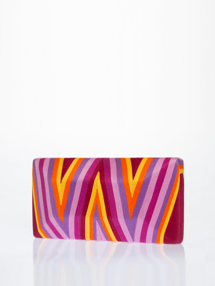 Cheska Chevron Clutch, Purple / Yellow / Orange