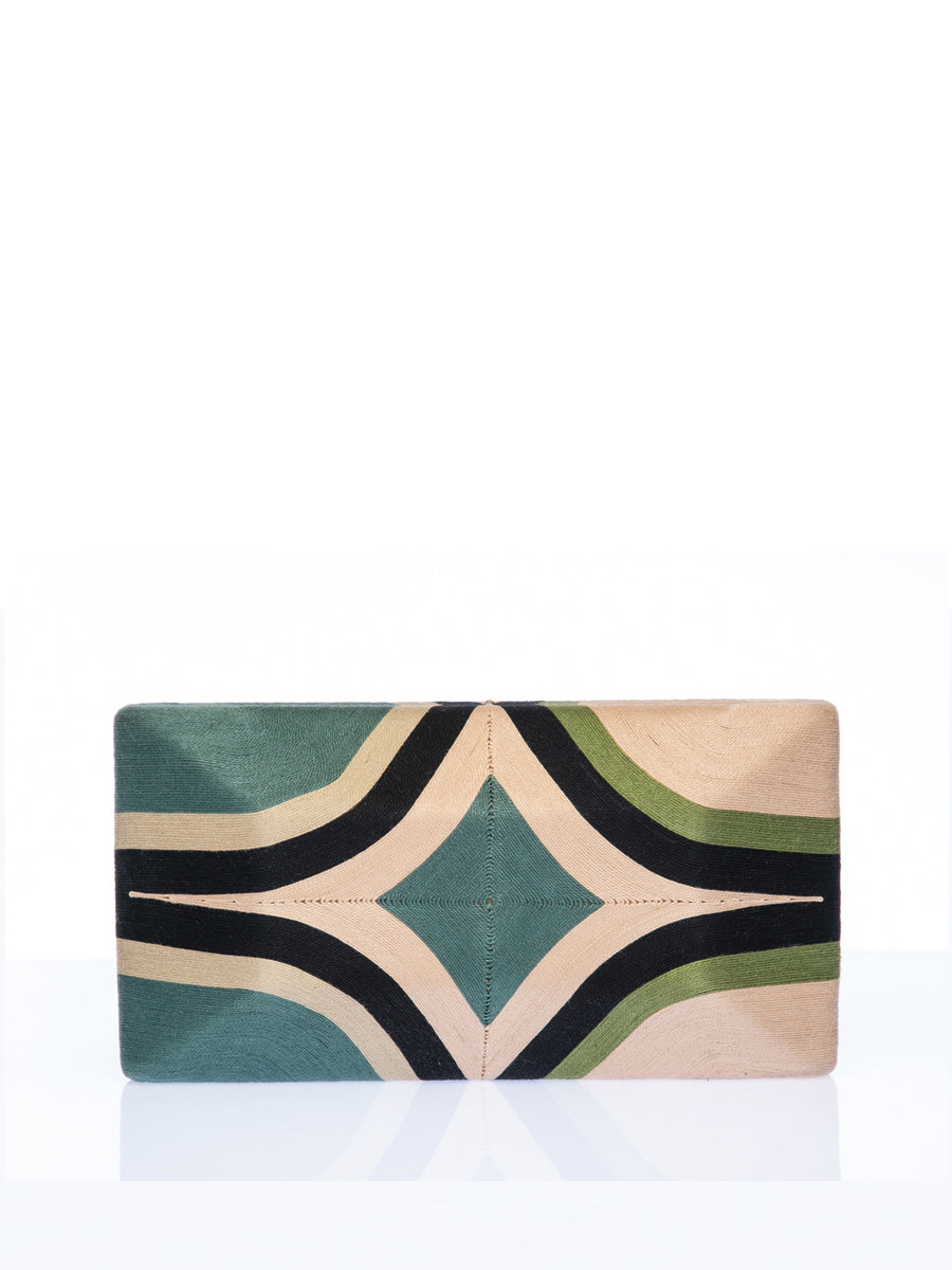 Releve Fashion Beatriz Green Beige Black Diamond Cheska Clutch Bag Ethical Designers Sustainable Fashion Brands Artisanal Handmade Accessories Purchase with Purpose Shop for Good