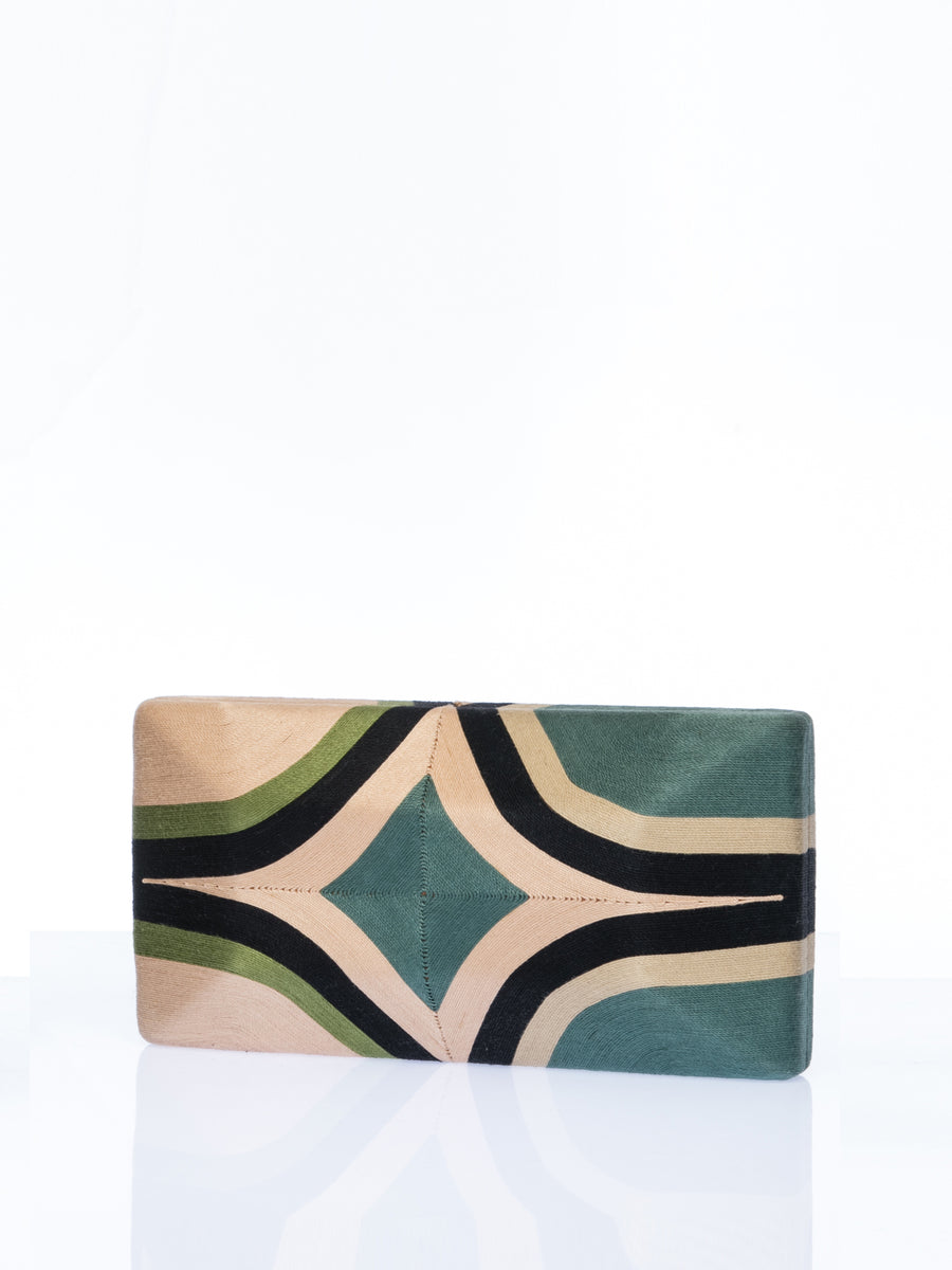 Releve Fashion Beatriz Green Beige Black Diamond Cheska Clutch Bag Ethical Designers Sustainable Fashion Brands Artisanal Handmade Accessories Purchase with Purpose Shop for Good
