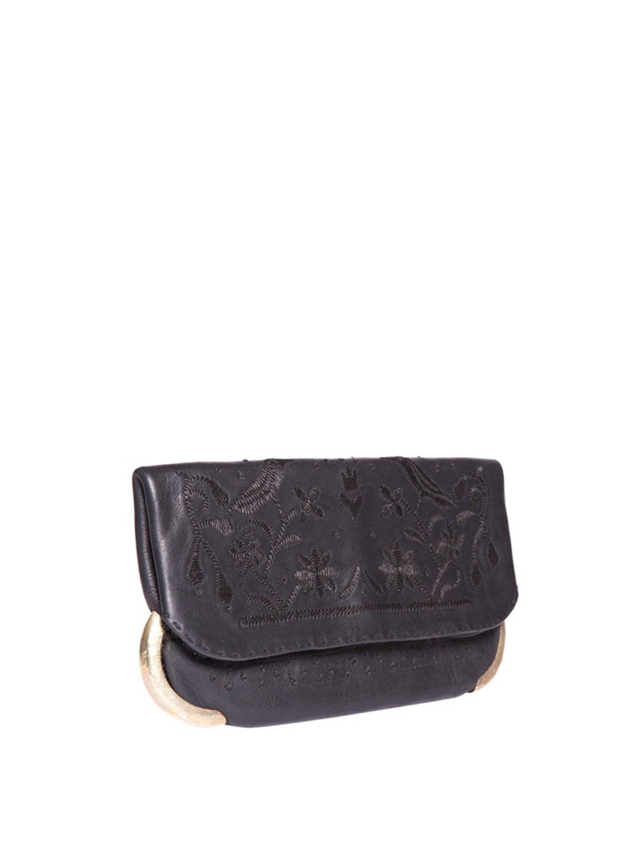 Releve Fashion Abury Shop for Good Buy Sustainable Fashion Ethical Fashion Brand Positive Fashion Positive Luxury Brands to Trust Butterfly Mark Certified B Corp Black Leather Lovebirds Clutch