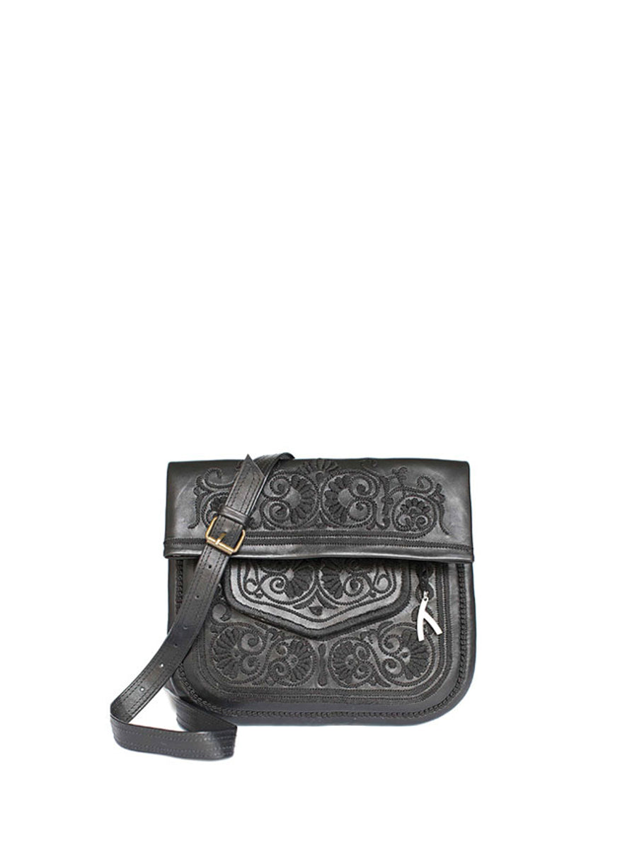 Releve Fashion Abury Shop for Good Buy Sustainable Fashion Ethical Fashion Brand Positive Fashion Positive Luxury Brands to Trust Butterfly Mark Certified B Corp Leather Berber Shoulder Bag Grafite Black