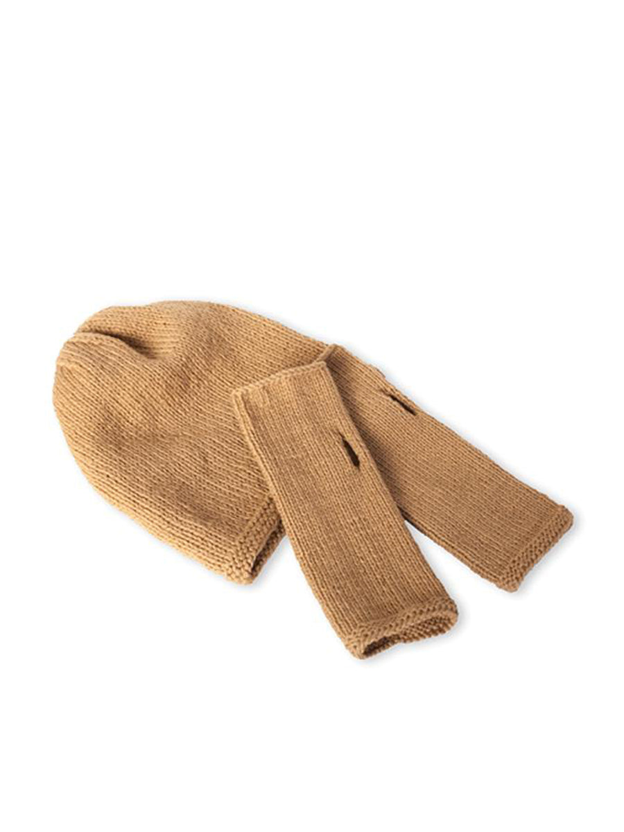 Releve Fashion Abury Shop for Good Buy Sustainable Fashion Ethical Fashion Brand Positive Fashion Positive Luxury Brands to Trust Butterfly Mark Certified B Corp Sand Beanie Fingerless Gloves Set