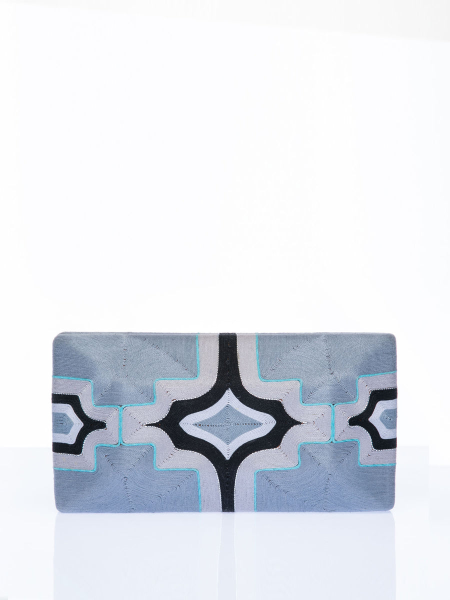 Releve Fashion Beatriz Grey Black Cross Cheska Clutch Bag Ethical Designers Sustainable Fashion Brands Artisanal Handmade Accessories Purchase with Purpose Shop for Good