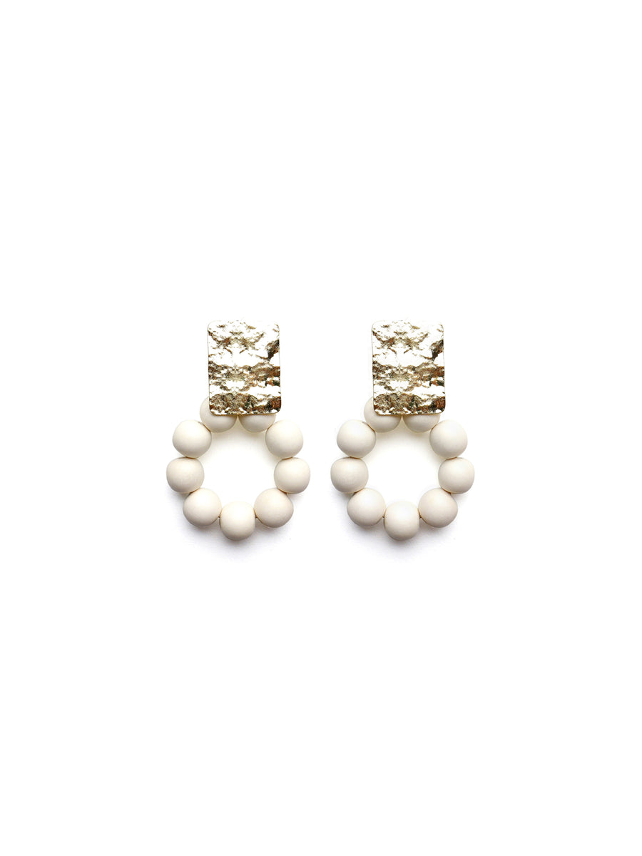 Releve Fashion Clare Hynes White Jaynie Earrings Ethical Designers Sustainable Fashion Brands Purchase with Purpose Shop for Good