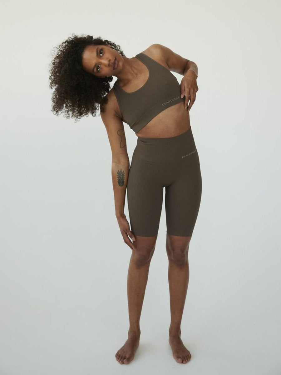 Releve Fashion Dear Denier Lena Seamless Rib Bra in Brown Ethical Luxury Brand Sustainable Clothing Conscious Fashion Purchase with Purpose Shop for Good
