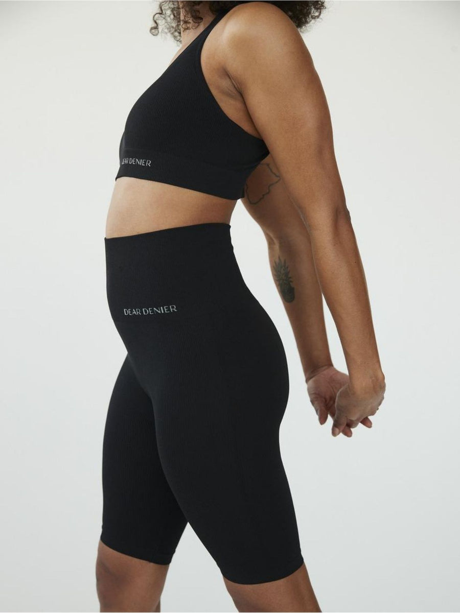 Releve Fashion Dear Denier Lena Seamless Rib Shorts in Black Ethical Luxury Brand Sustainable Clothing Conscious Fashion Purchase with Purpose Shop for Good
