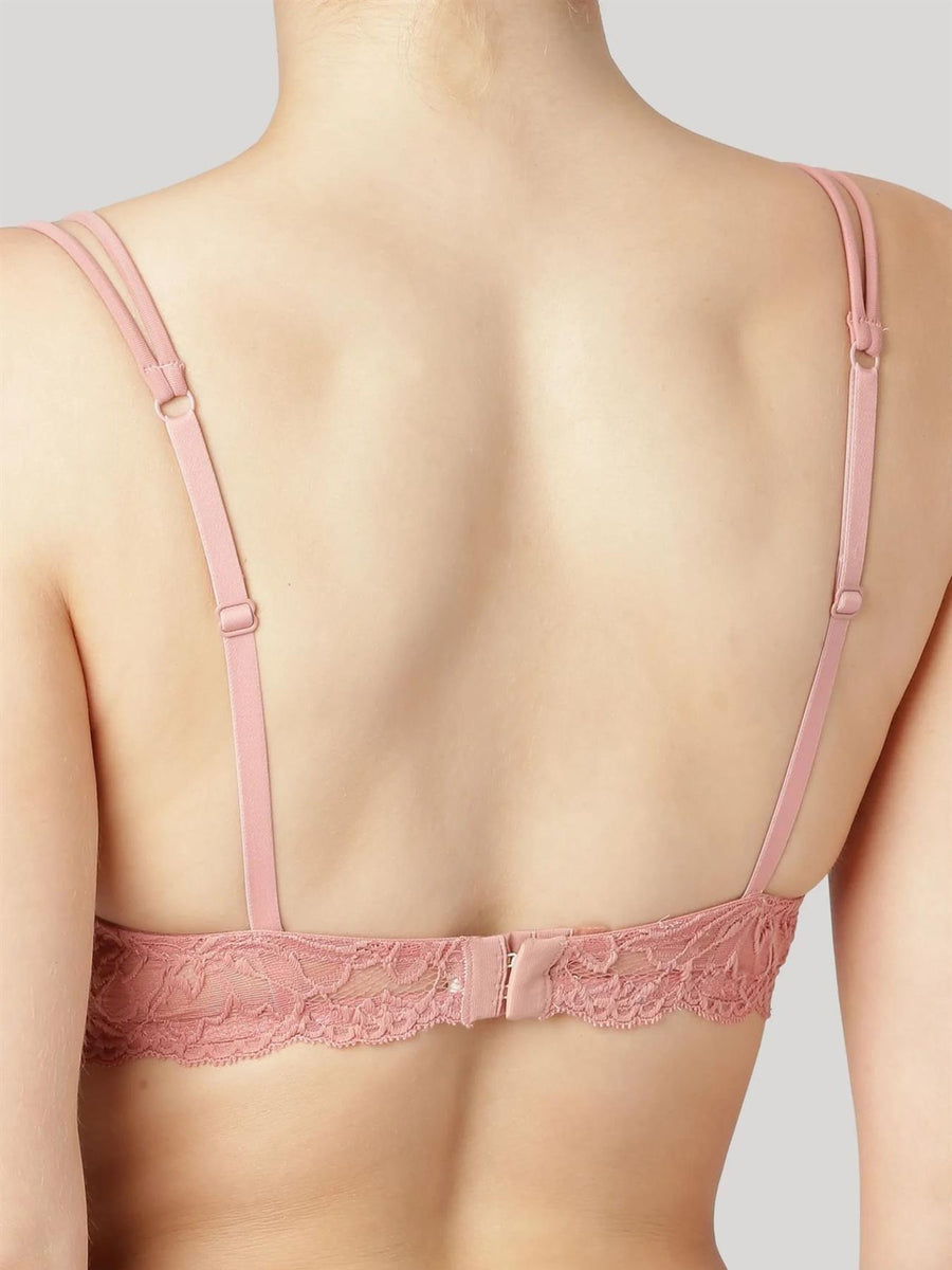 Releve Fashion Dear Denier Magnolia Recycled Wire-Free Lace Bra, Old Rose Ethical Luxury Brand Sustainable Clothing Conscious Fashion Purchase with Purpose Shop for Good