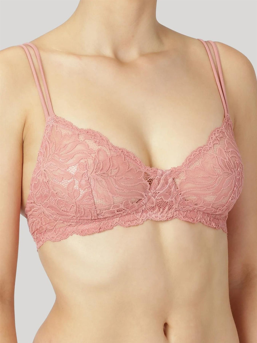 Releve Fashion Dear Denier Magnolia Recycled Wire-Free Lace Bra, Old Rose Ethical Luxury Brand Sustainable Clothing Conscious Fashion Purchase with Purpose Shop for Good