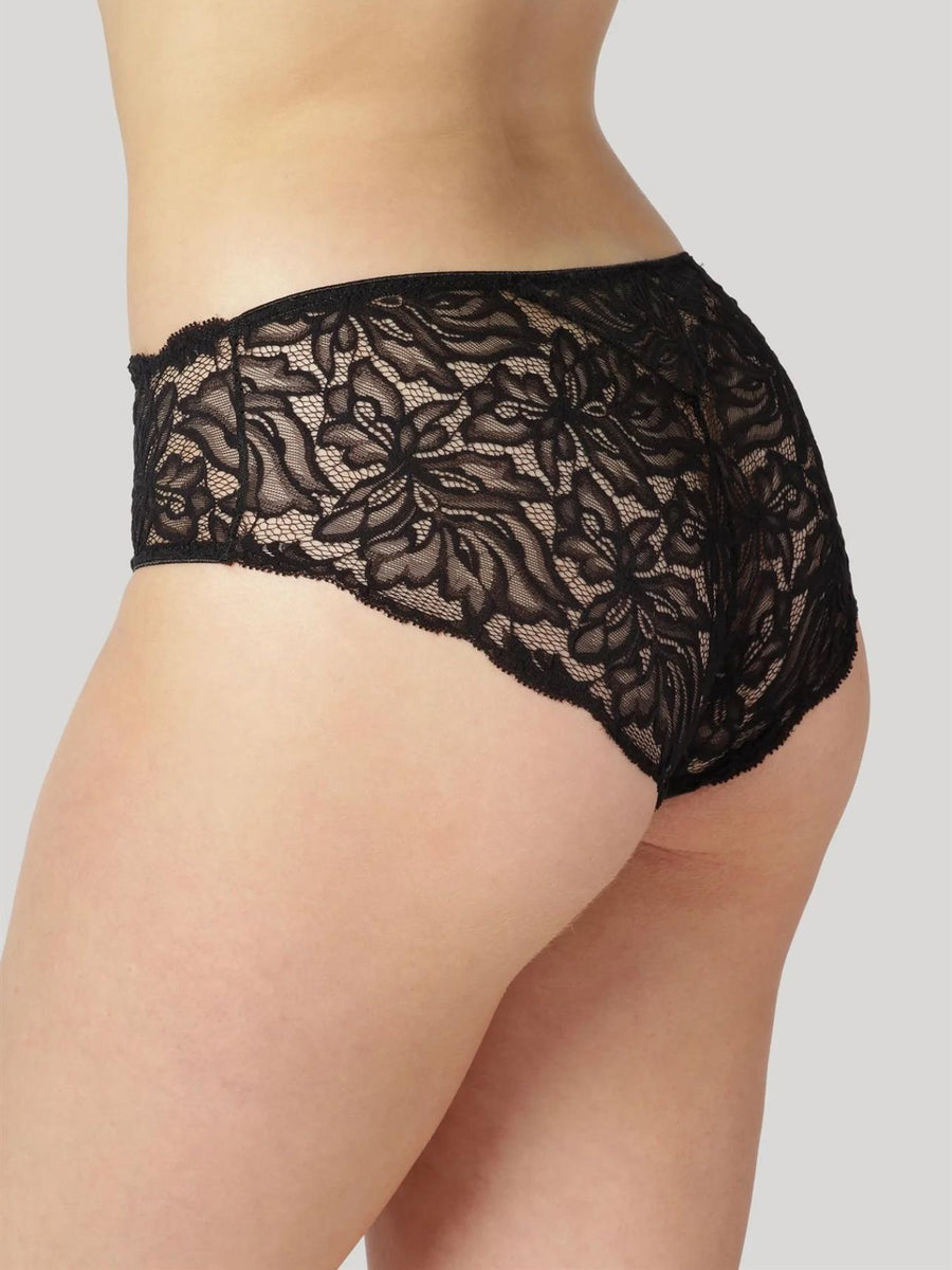 Releve Fashion Dear Denier Magnolia Recycled Lace Hipster, Black Ethical Luxury Brand Sustainable Clothing Conscious Fashion Purchase with Purpose Shop for Good