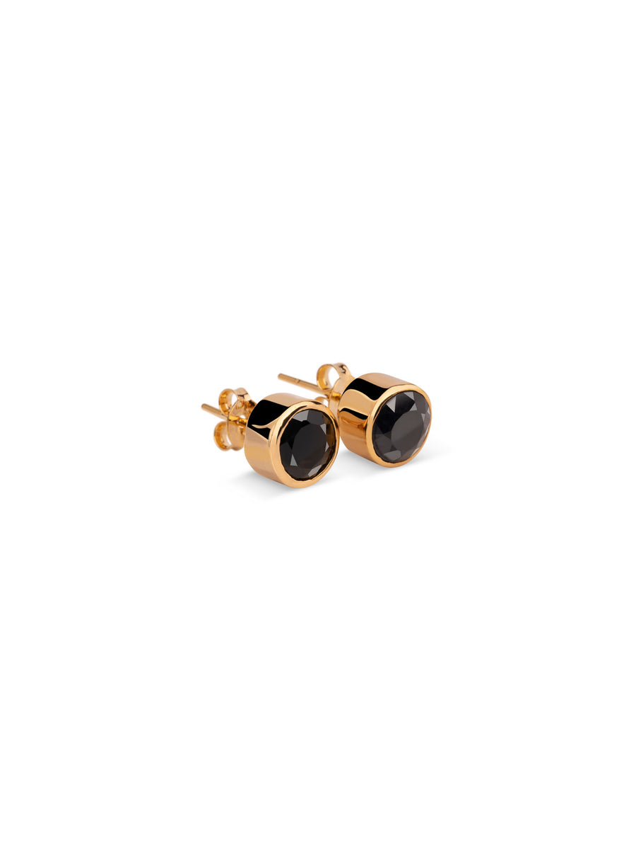 Relevé Fashion Emi & Eve Unity Stud Earrings in Onyx and Gold Made of Recycled Missile Shells Responsible Luxury Conflict-Free Jewellery Ethical and Sustainable Designer Brand Purchase with Purpose Shop for Good