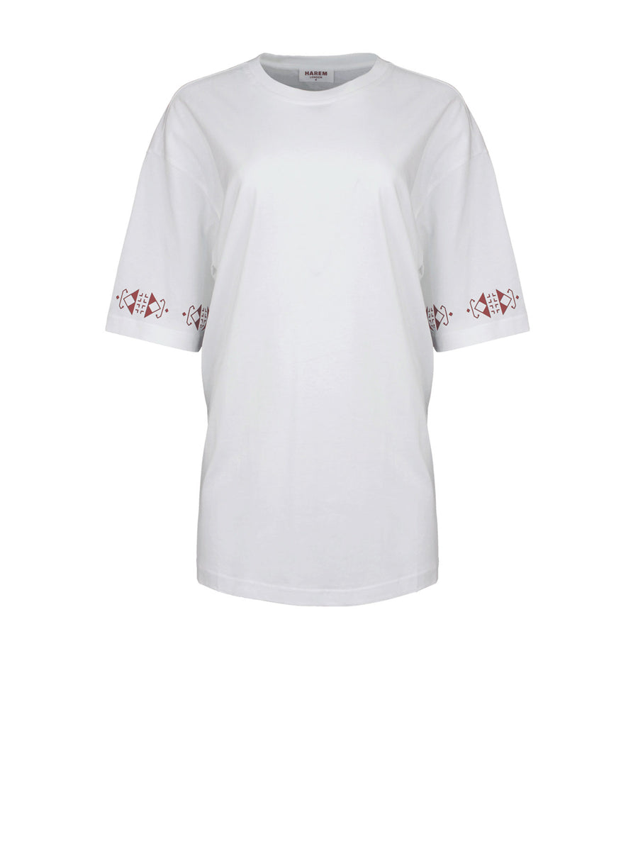 Releve Fashion Harem London White Eli Cotton T-Shirt Unisex Sustainable Streetwear Style Conscious Clothing Ethical Fashion Designer Brand Handmade Purchase with Purpose Shop for Good