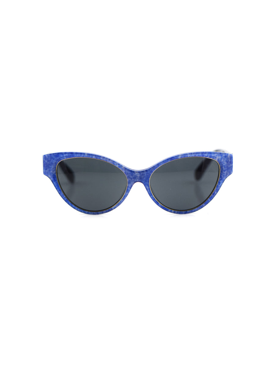 Releve Fashion Heidi London Blue Denim Cateye Sunglasses Ethical Designers Sustainable Fashion Accessories Brand Eyewear Positive Fashion Purchase with Purpose Shop for Good