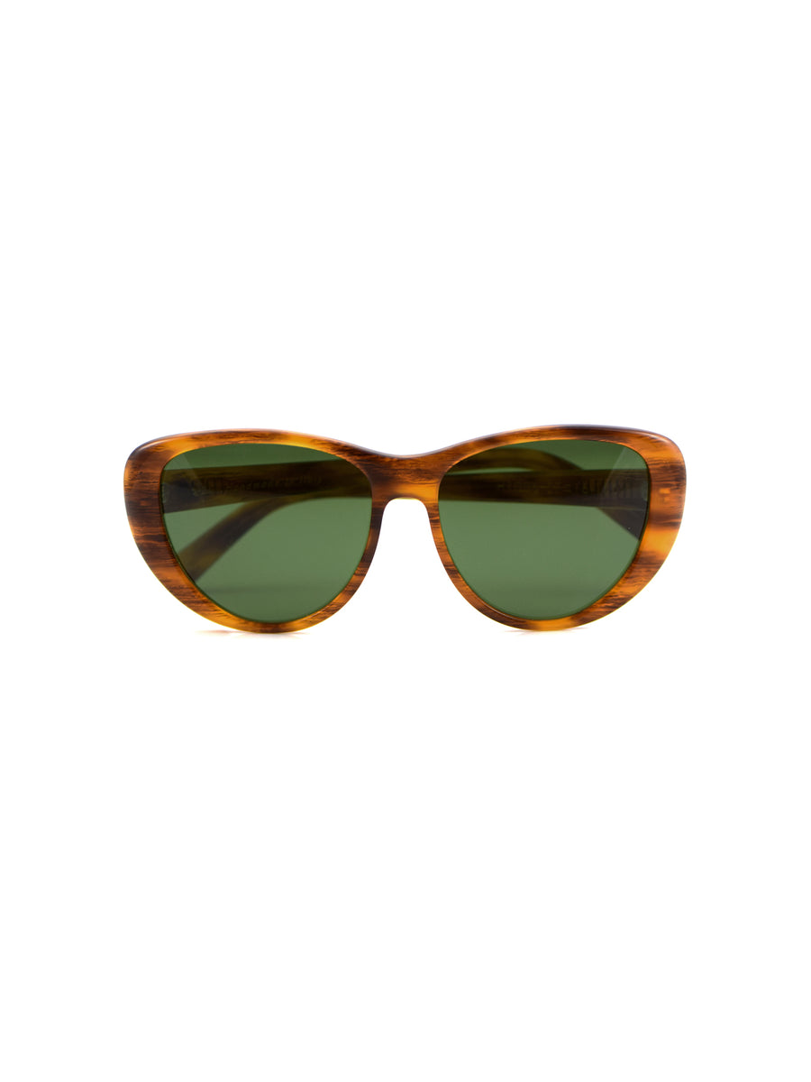 Wooden and Forest Green Cateye Sunglasses