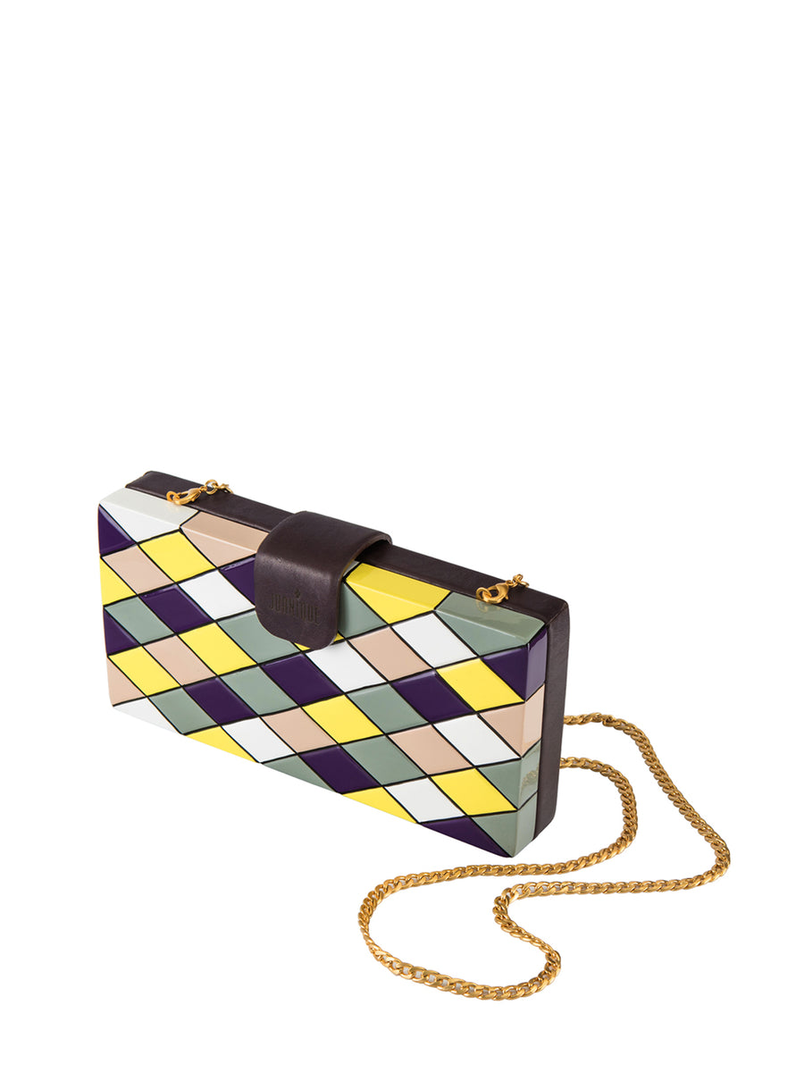 Caraga Clutch, Purple / Yellow / Grey