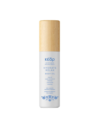 Releve Fashion Kear Hydrate Relax Body Oil  Clean Beauty Animal-Friendly, Cruelty-Free Skincare Made in Greece Sustainable Ethical Brand Purchase with Purpose Shop for Good