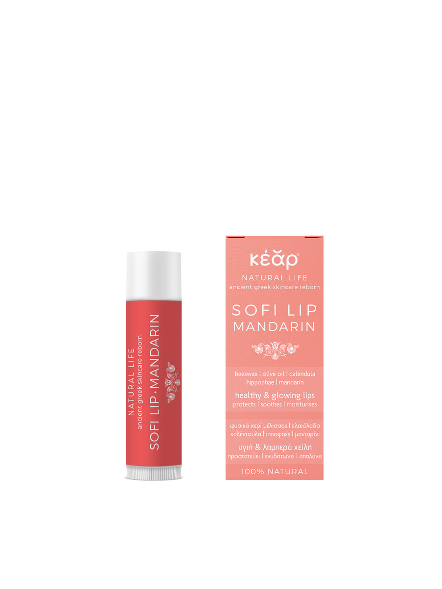 Releve Fashion Kear Sofi Lip Mandarin Lip Balm Clean Beauty Animal-Friendly, Cruelty-Free Skincare Made in Greece Sustainable Ethical Brand Purchase with Purpose Shop for Good