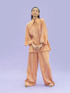 Releve Fashion Little Things Studio Nemo Orange Fibre Fabric Wide Leg Trousers Sustainable Luxury Fashion Conscious Clothing Ethical Designer Brand Artisanal Handcrafted Purchase with Purpose Shop for Good