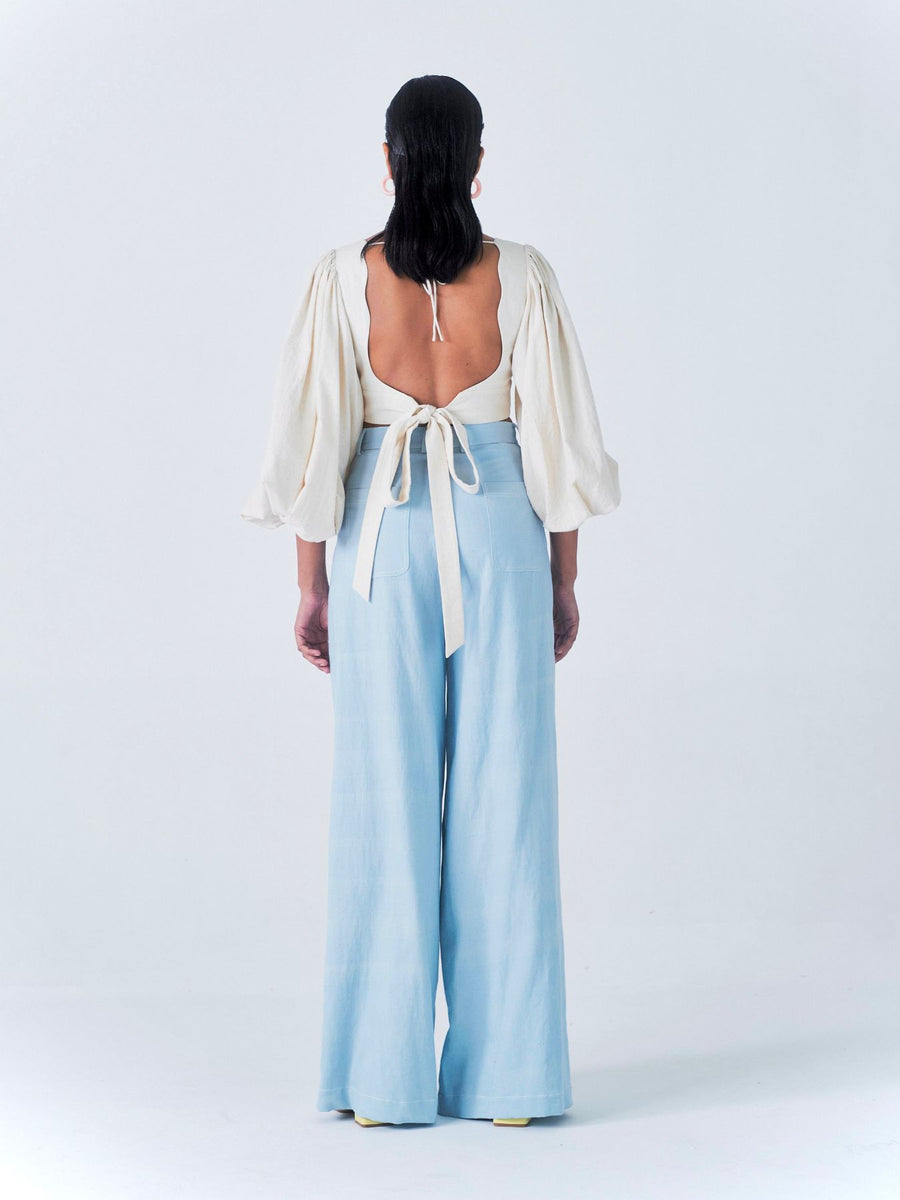 Releve Fashion Kumudini Crop Top in Off-White Sustainable Luxury Fashion Conscious Clothing Ethical Designer Brand Artisanal Handcrafted Purchase with Purpose Shop for Good