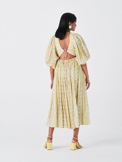 Releve Fashion Little Things Studio Nargis Rose Fibre Fabric Dress in Multicolour Ethical Luxury Brand Sustainable Jewelry Conscious Fashion Purchase with Purpose Shop for Good