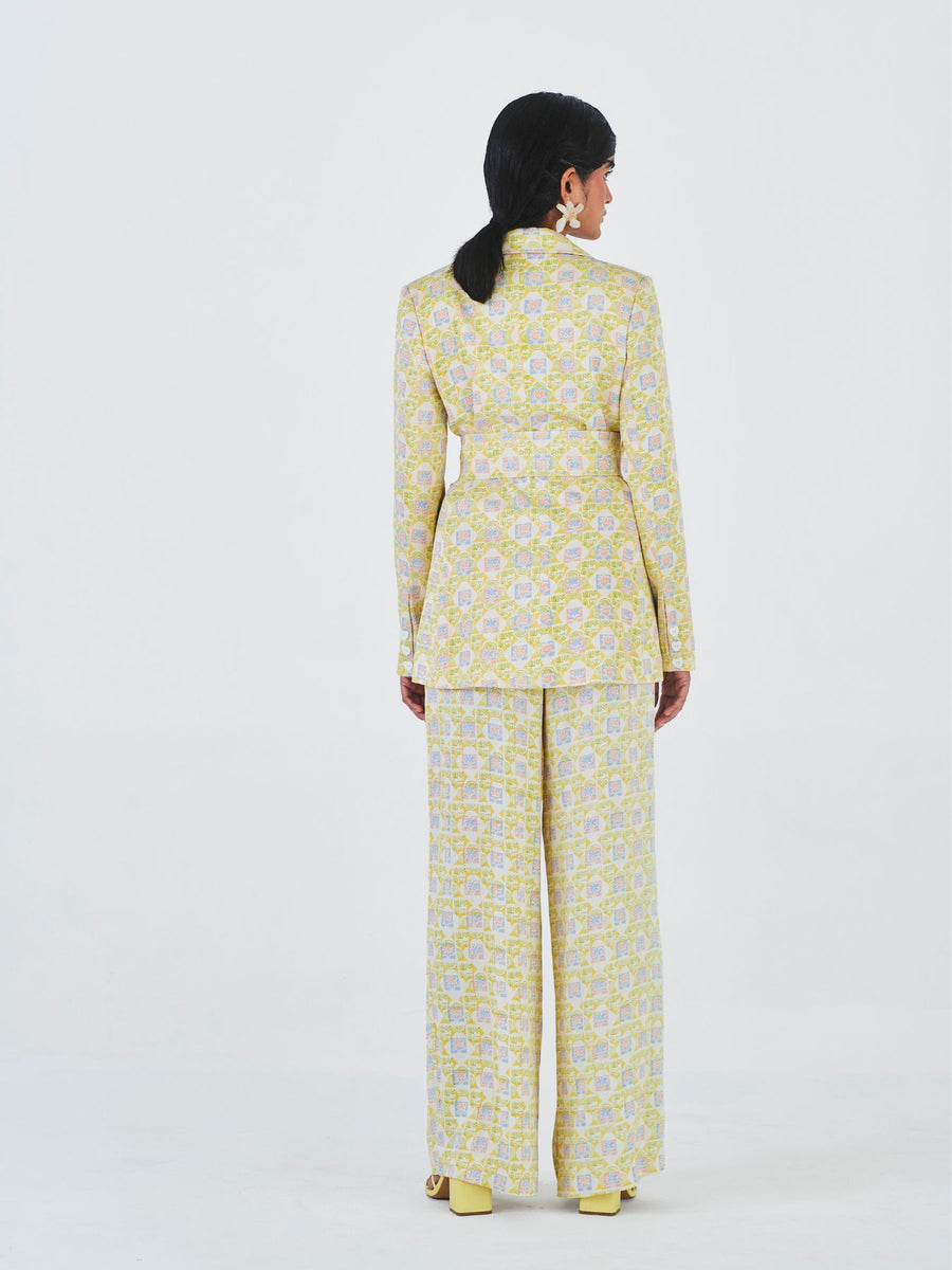 Releve Fashion Raat Rani Orange Fibre Pastel Printed Pantsuit Sustainable Luxury Fashion Conscious Clothing Ethical Designer Brand Artisanal Handcrafted Purchase with Purpose Shop for Good