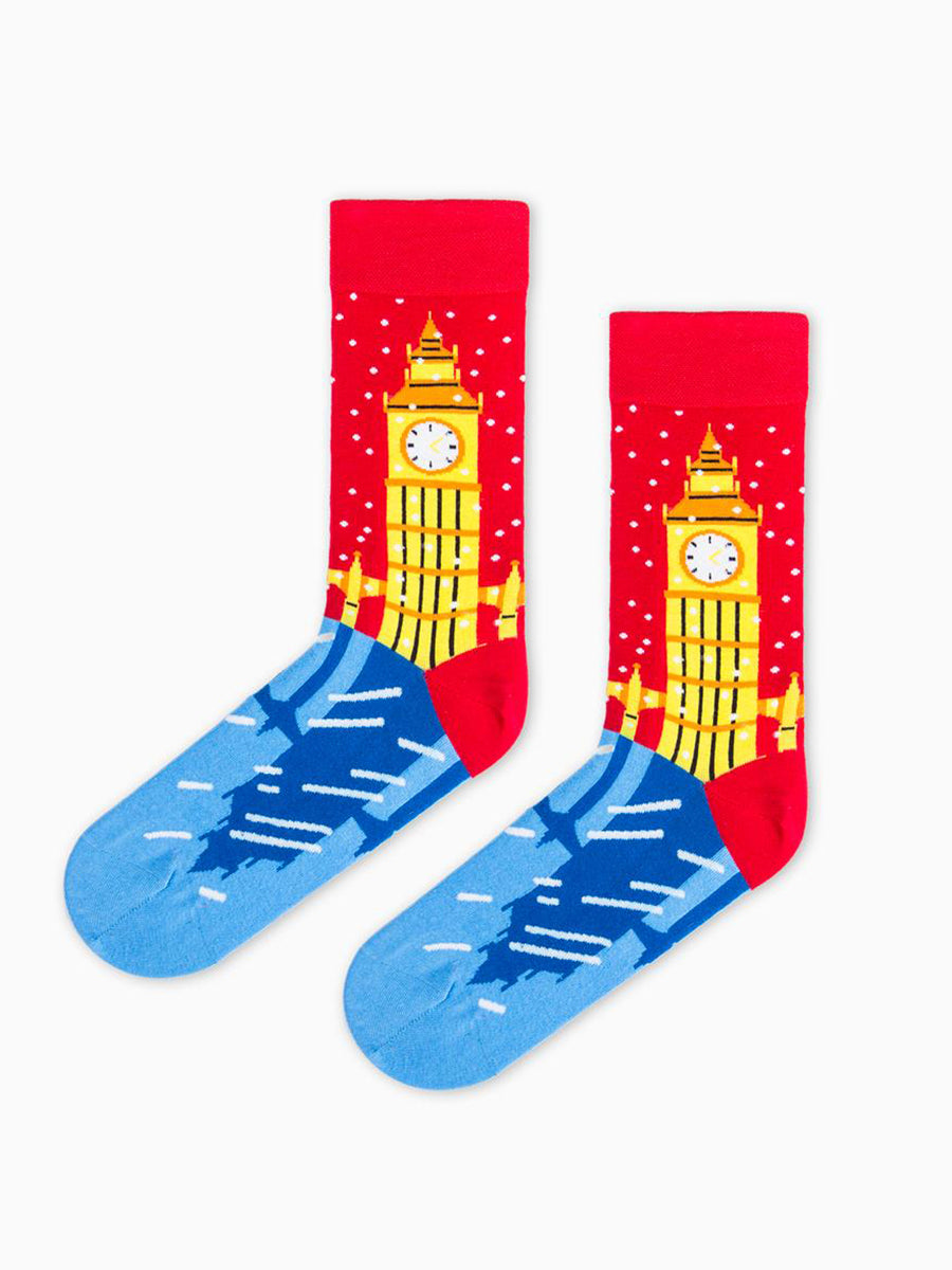 Releve Fashion Look Mate Graphic Socks The Magic of London Designed by Kiki Ljung Sustainable Fashion Brand Ethical Designers Conscious Accessories Purchase with Purpose Shop Now for Good