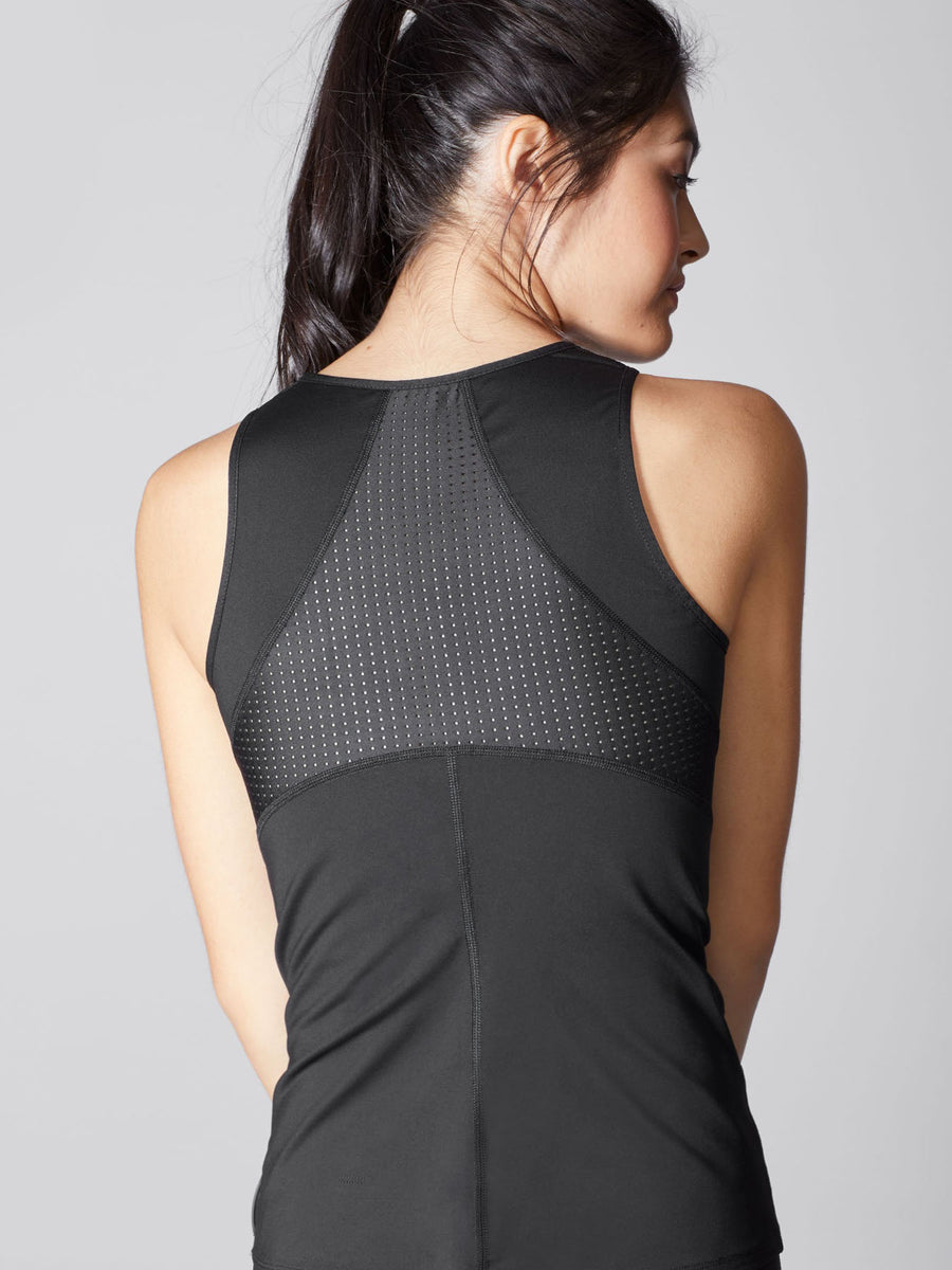 Releve Fashion Michi Black Galaxy Tank Top Ethical Designer Brand Sustainable Fashion Athleisure Activewear Athleticwear Positive Luxury Brands to Trust Purchase with Purpose Shop for Good