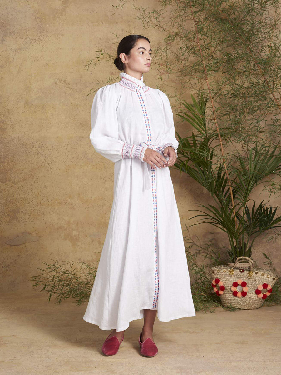 Releve Fashion Muzungu Sisters White Alice Dress Bamboo Fables Ethical Designers Sustainable Fashion Brand Handmade Artisanal Positive Fashion Conscious Luxury Purchase with Purpose Shop for Good