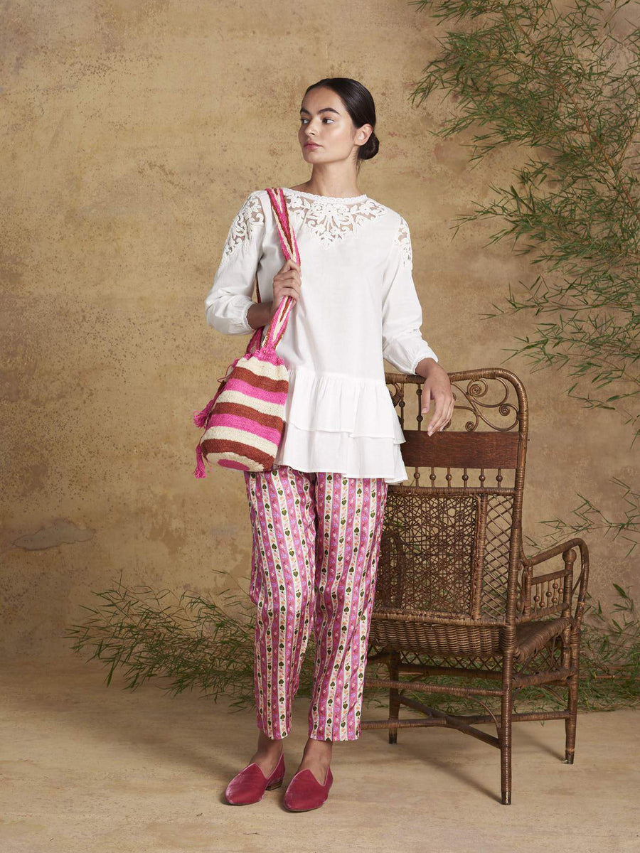 Releve Fashion Muzungu Sisters White Dana Blouse Fables Ethical Designers Sustainable Fashion Brand Handmade Artisanal Positive Fashion Conscious Luxury Purchase with Purpose Shop for Good