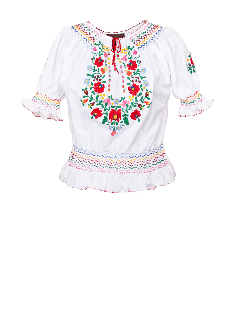 Releve Fashion Muzungu Sisters Clothing Dora White Embroidered Top Ethical Designers Sustainable Fashion Brand Handmade Artisanal Positive Fashion Purchase with Purpose Shop for Good