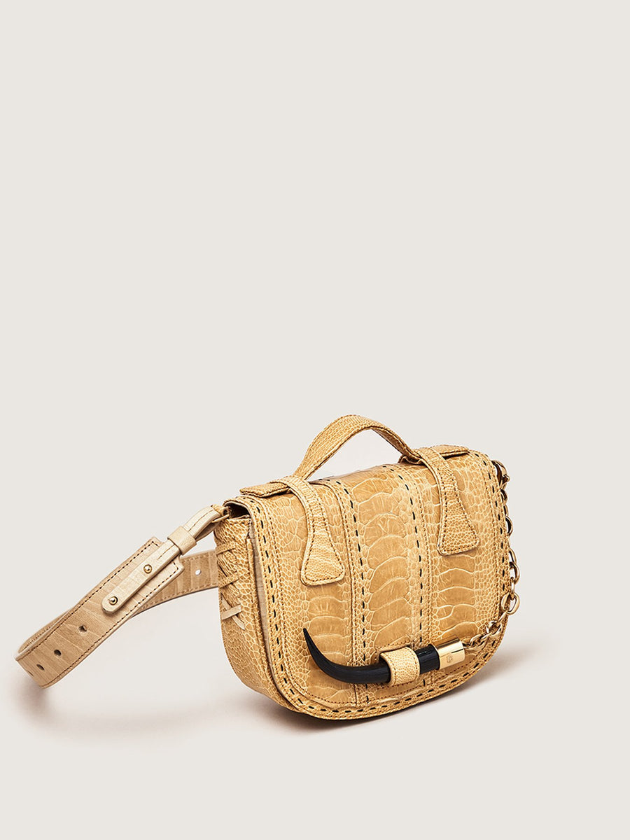 Releve Fashion Okapi Riky Rick Maxhosa by Laduma Collab Small Yemaja Oryx Ostrich Shin Gold Hardware Sustainable Ethical Fashion Brand Positive Luxury Positive Fashion Purchase with Purpose Shop for Good