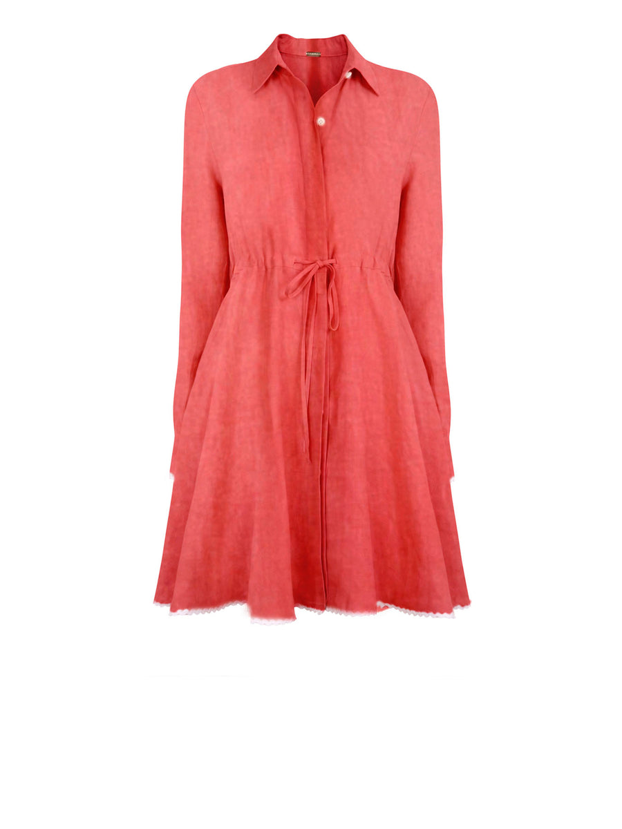 Amalfi Short Linen Dress, Hibiscus