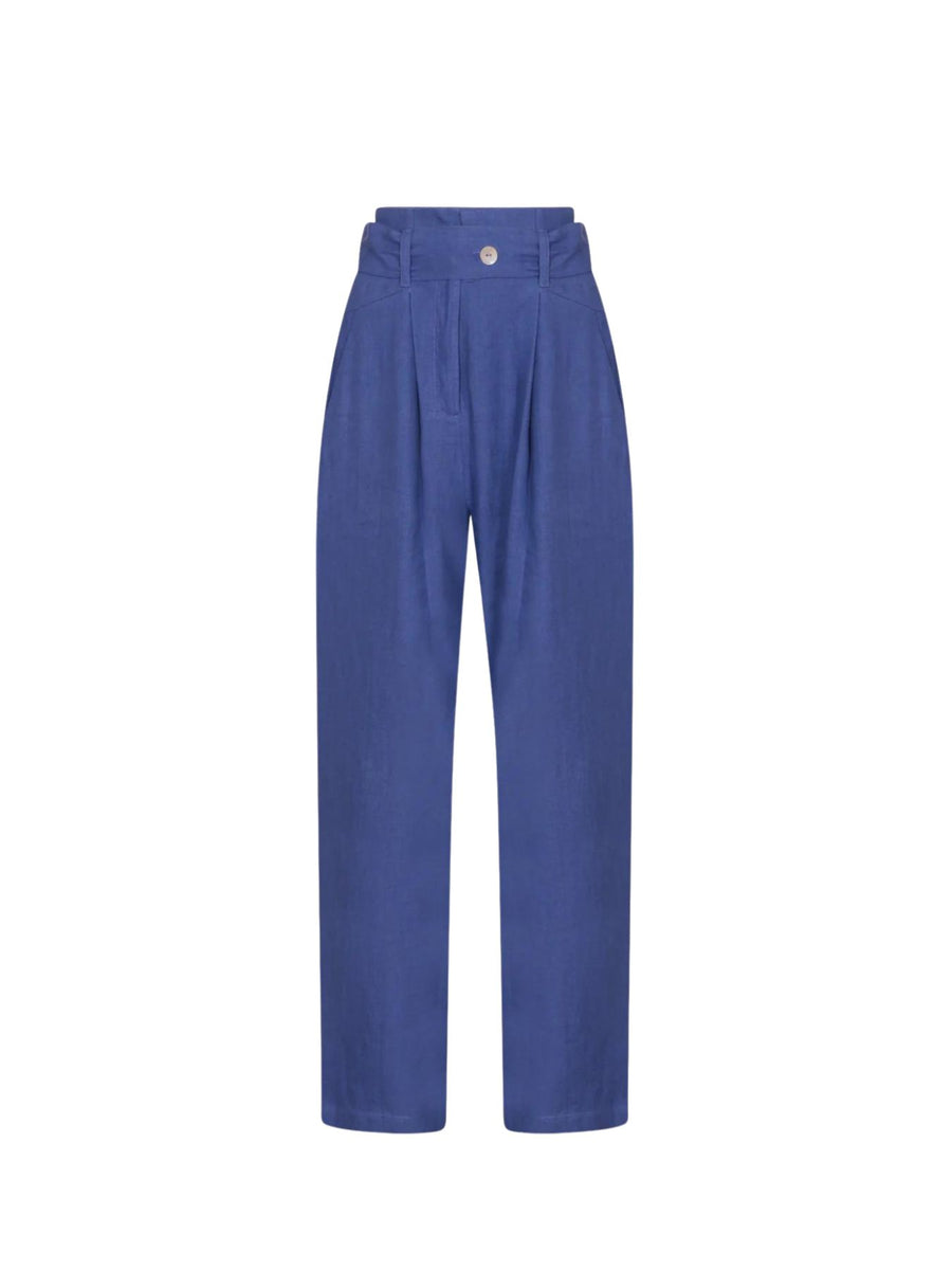 Releve Fashion Oramai London Blue Nomade Linen Suit Trousers Ethical Clothing Designers Sustainable Fashion Brands Eco-Age Brandmark Purchase with Purpose Shop for Good