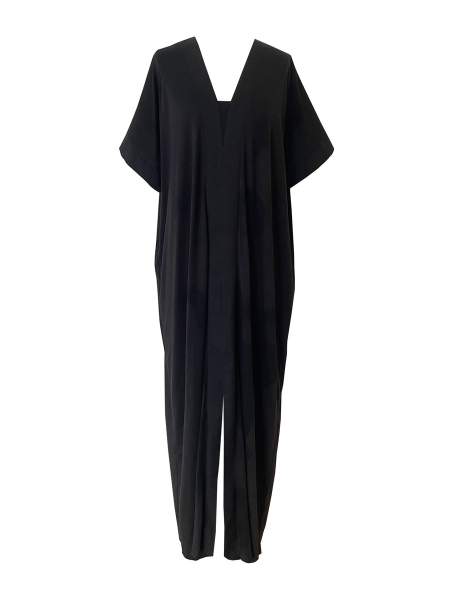Releve Fashion Port Zienna Kaia Cotton Kimono Caftan in Black Sustainable Luxury Fashion Conscious Clothing Ethical Designer Brand Purchase with Purpose Shop for Good