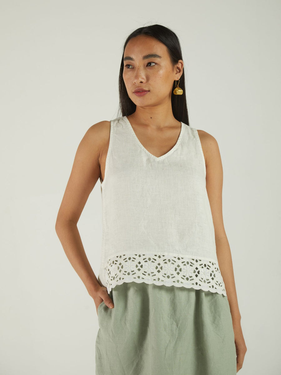 Releve Fashion Reistor Shell Off White Sunkissed Shoulders Top Ethical Designer Brand Sustainable Fashion Conscious Clothing Purchase with Purpose Shop for Good