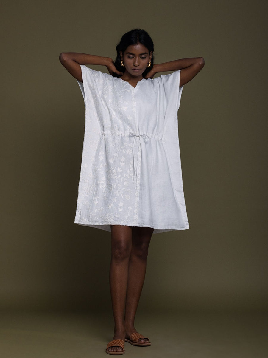 Releve Fashion Reistor Coconut White August Breeze Kaftan Dress Ethical Designer Brand Sustainable Fashion Conscious Clothing Purchase with Purpose Shop for Good