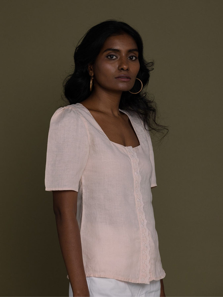 Releve Fashion Reistor Pink Cherry Chapstick Kisses 1/2 Sleeves Top Ethical Designer Brand Sustainable Fashion Conscious Clothing Purchase with Purpose Shop for Good