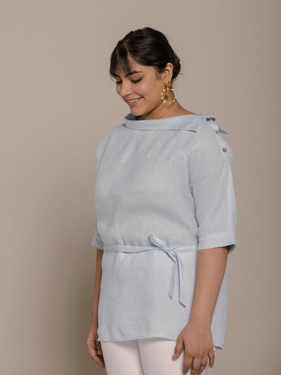 Releve Fashion Reistor Blue Let's Stay Home Top Ethical Designer Brand Sustainable Fashion Conscious Clothing Purchase with Purpose Shop for Good