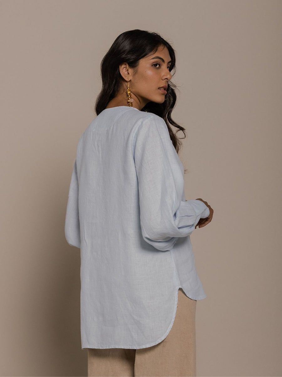 Releve Fashion Reistor Blue Poems in The Sky Top Ethical Designer Brand Sustainable Fashion Conscious Clothing Purchase with Purpose Shop for Good