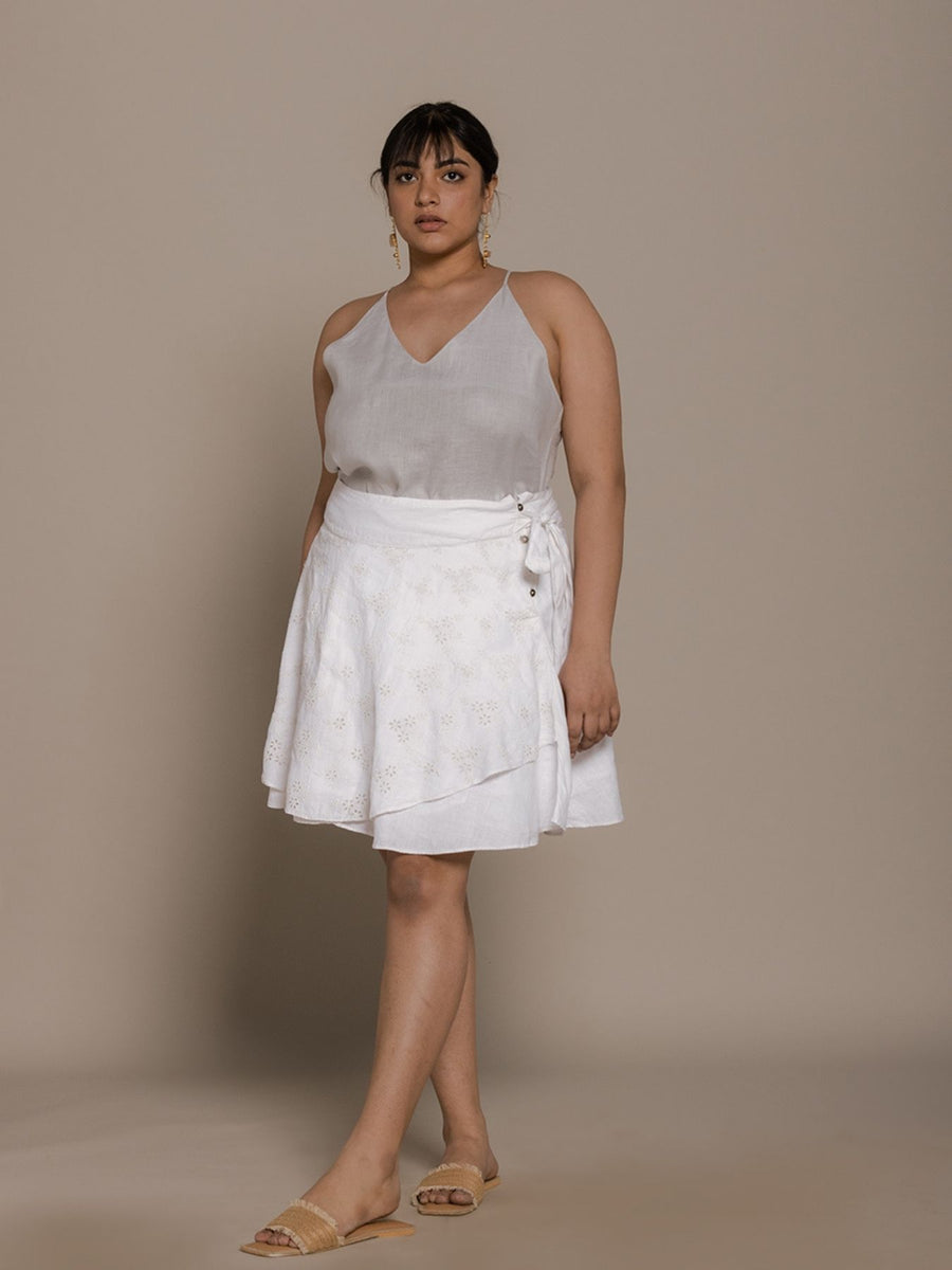 Releve Fashion Reistor White Sand In My Toes Wrap Skirt Ethical Designer Brand Sustainable Fashion Conscious Clothing Purchase with Purpose Shop for Good