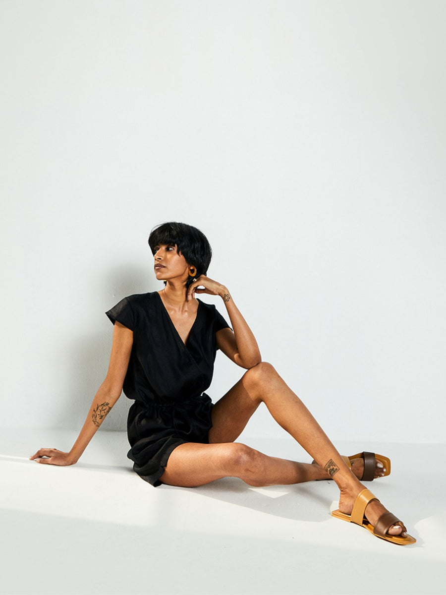 Releve Fashion Reistor Smoke and Mirrors Romper Black Ethical Designer Brand Sustainable Fashion Conscious Clothing Purchase with Purpose Shop for Good