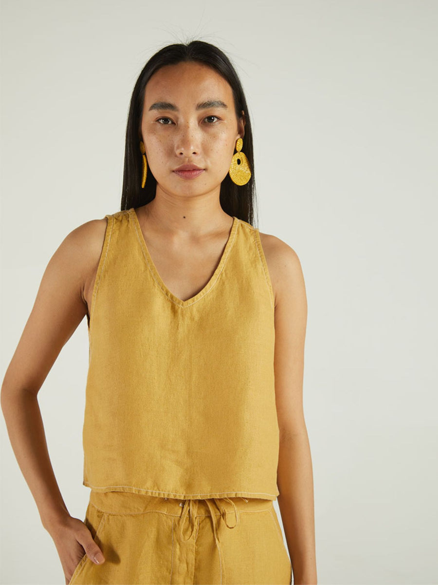 Releve Fashion Reistor Sunshine On My Back Top Tuscan Sun Ethical Designer Brand Sustainable Fashion Conscious Clothing Purchase with Purpose Shop for Good