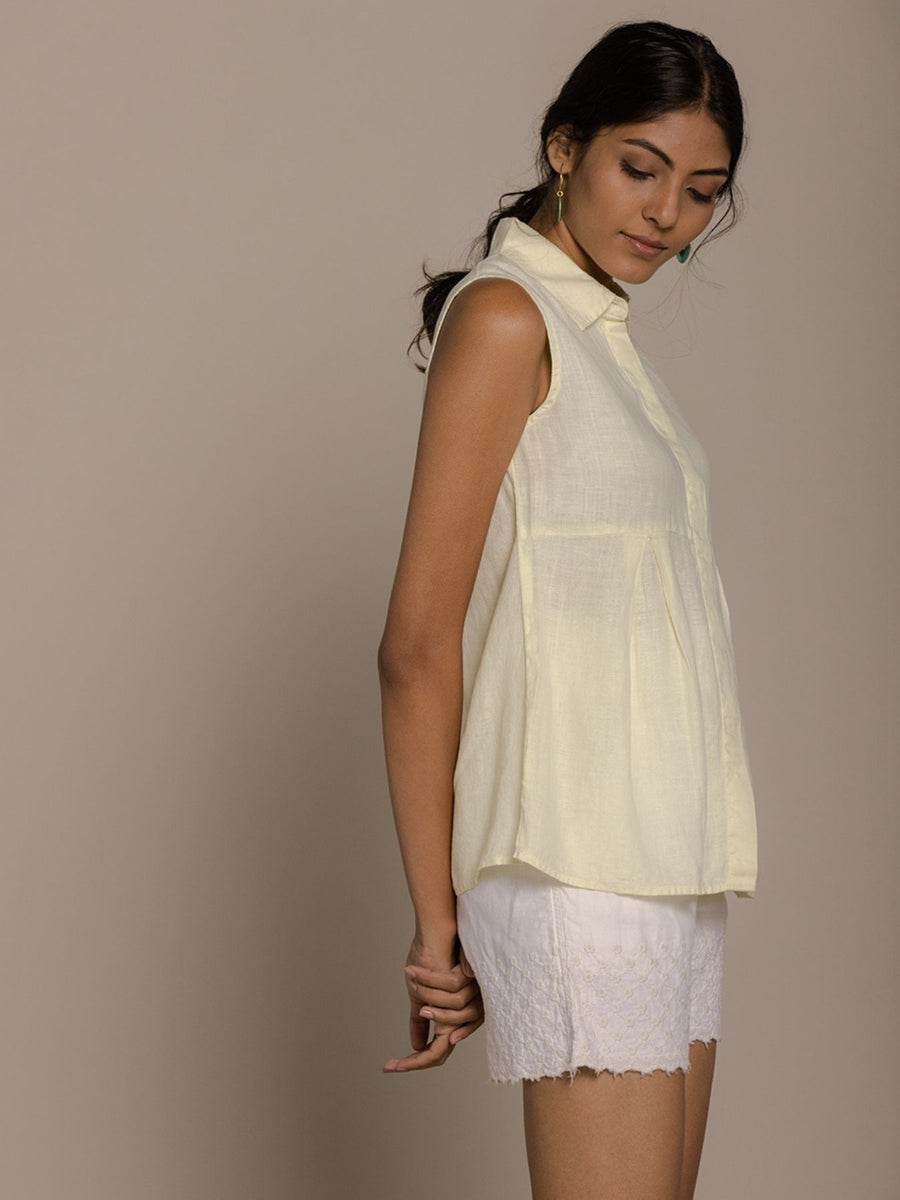 Releve Fashion Reistor Lemon The Summer Haze Sleeveless Shirt Ethical Designer Brand Sustainable Fashion Conscious Clothing Purchase with Purpose Shop for Good