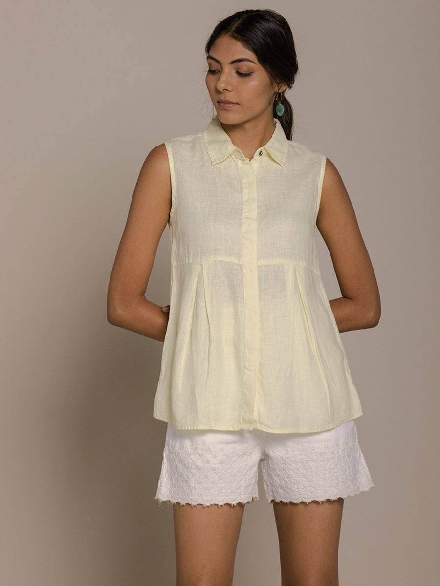 Releve Fashion Reistor Lemon The Summer Haze Sleeveless Shirt Ethical Designer Brand Sustainable Fashion Conscious Clothing Purchase with Purpose Shop for Good