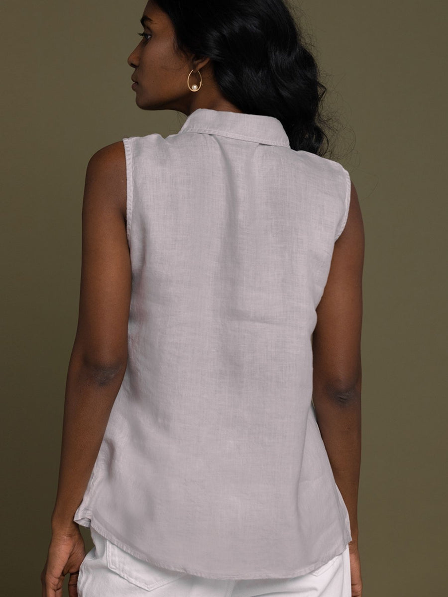 Releve Fashion Reistor Grey The Summer Haze Sleeveless Shirt Ethical Designer Brand Sustainable Fashion Conscious Clothing Purchase with Purpose Shop for Good