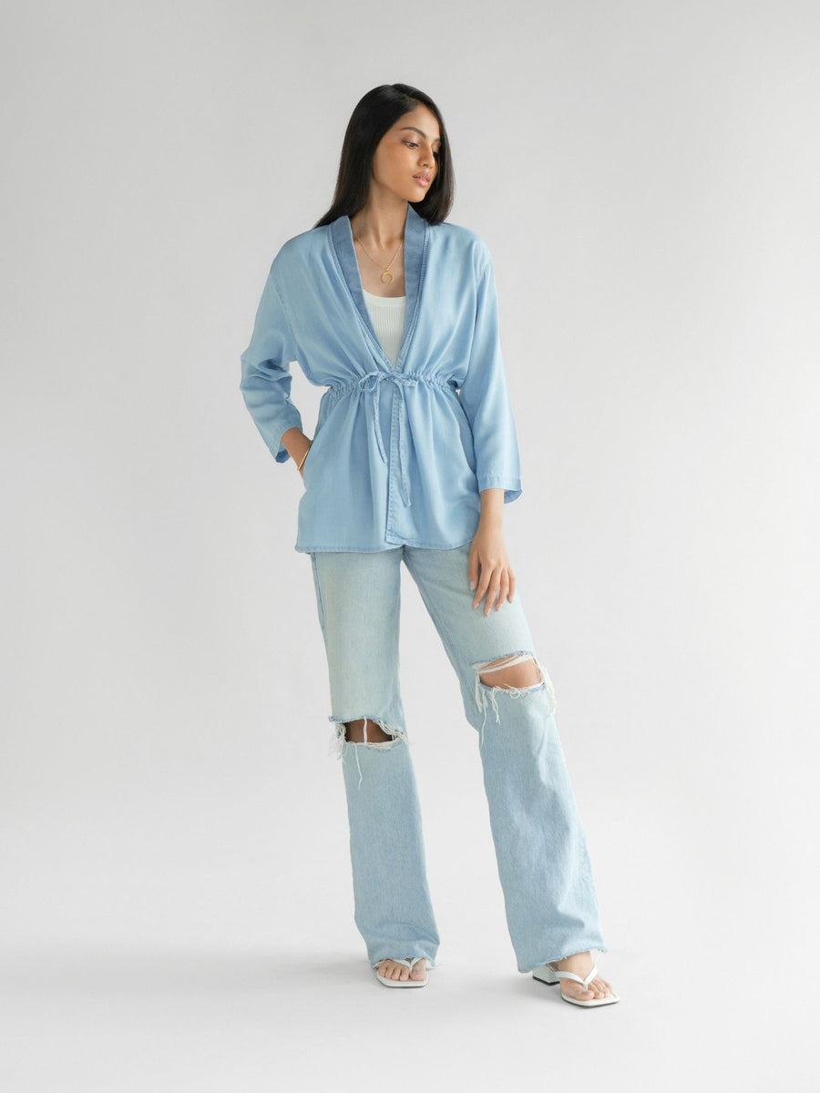 Releve Fashion Reistor Blue The Travel Light Jacket Ethical Designer Brand Sustainable Fashion Conscious Clothing Purchase with Purpose Shop for Good