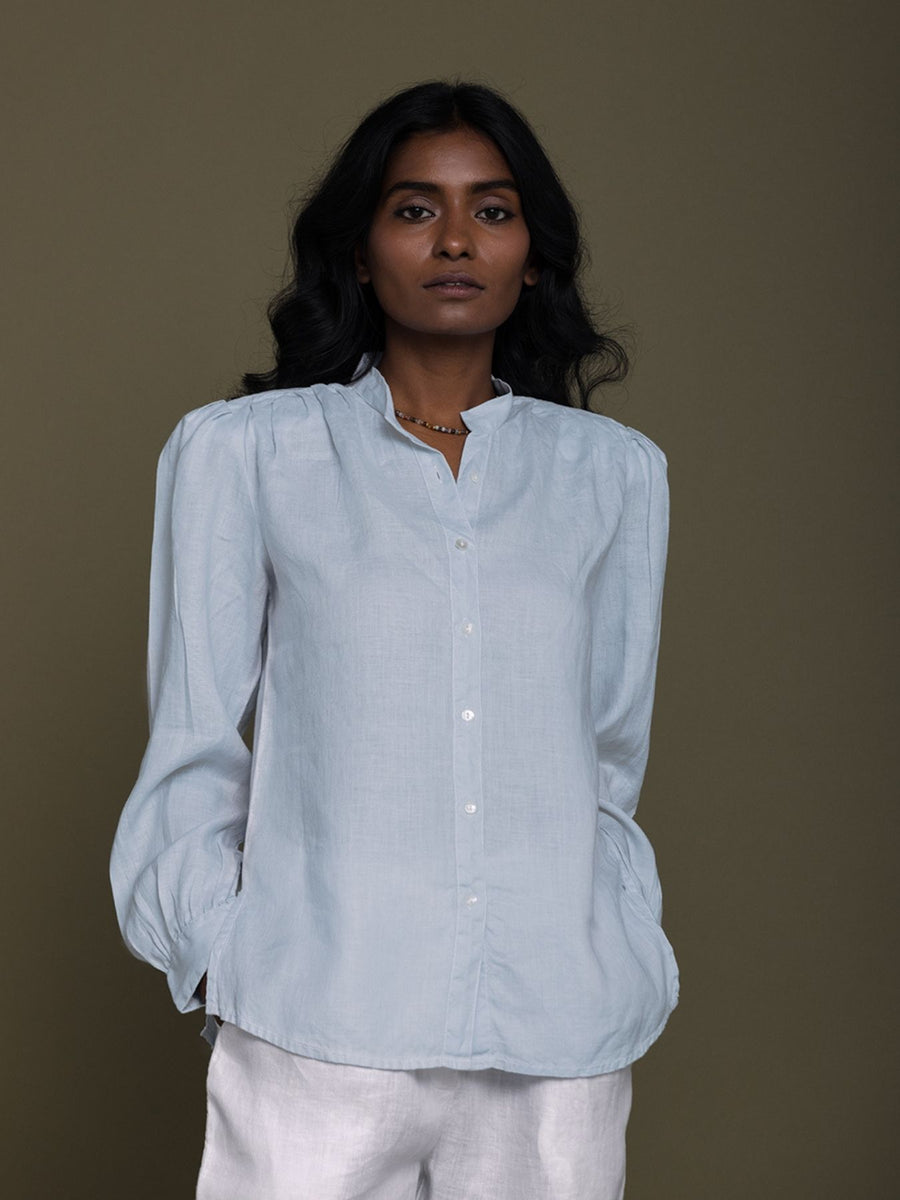 Releve Fashion Reistor Blue Wild River Shirt Shell Ethical Designer Brand Sustainable Fashion Conscious Clothing Purchase with Purpose Shop for Good