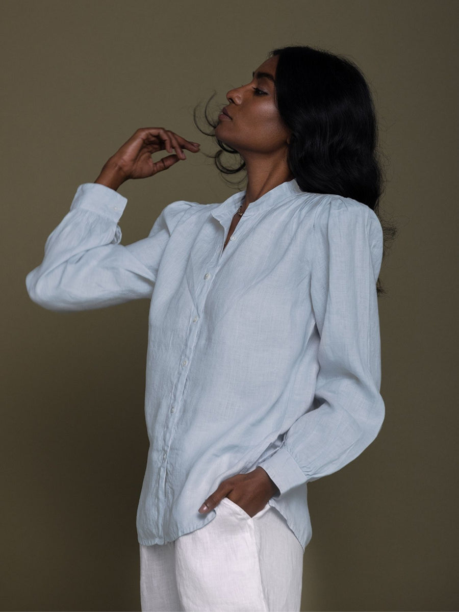 Releve Fashion Reistor Blue Wild River Shirt Shell Ethical Designer Brand Sustainable Fashion Conscious Clothing Purchase with Purpose Shop for Good