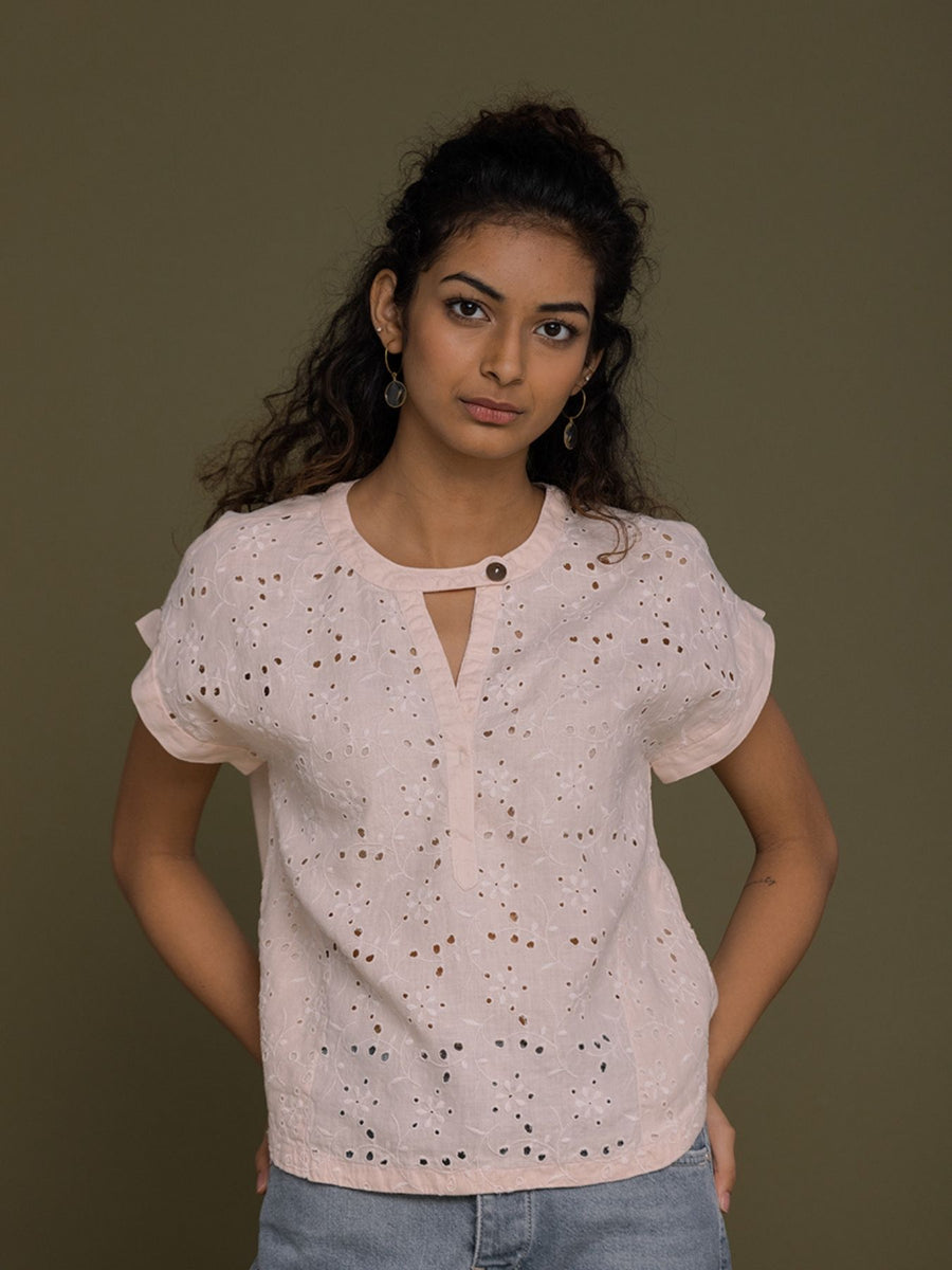 Releve Fashion Reistor Pink Under the Midnight Tree Short Sleeves Top Ethical Designer Brand Sustainable Fashion Conscious Clothing Purchase with Purpose Shop for Good