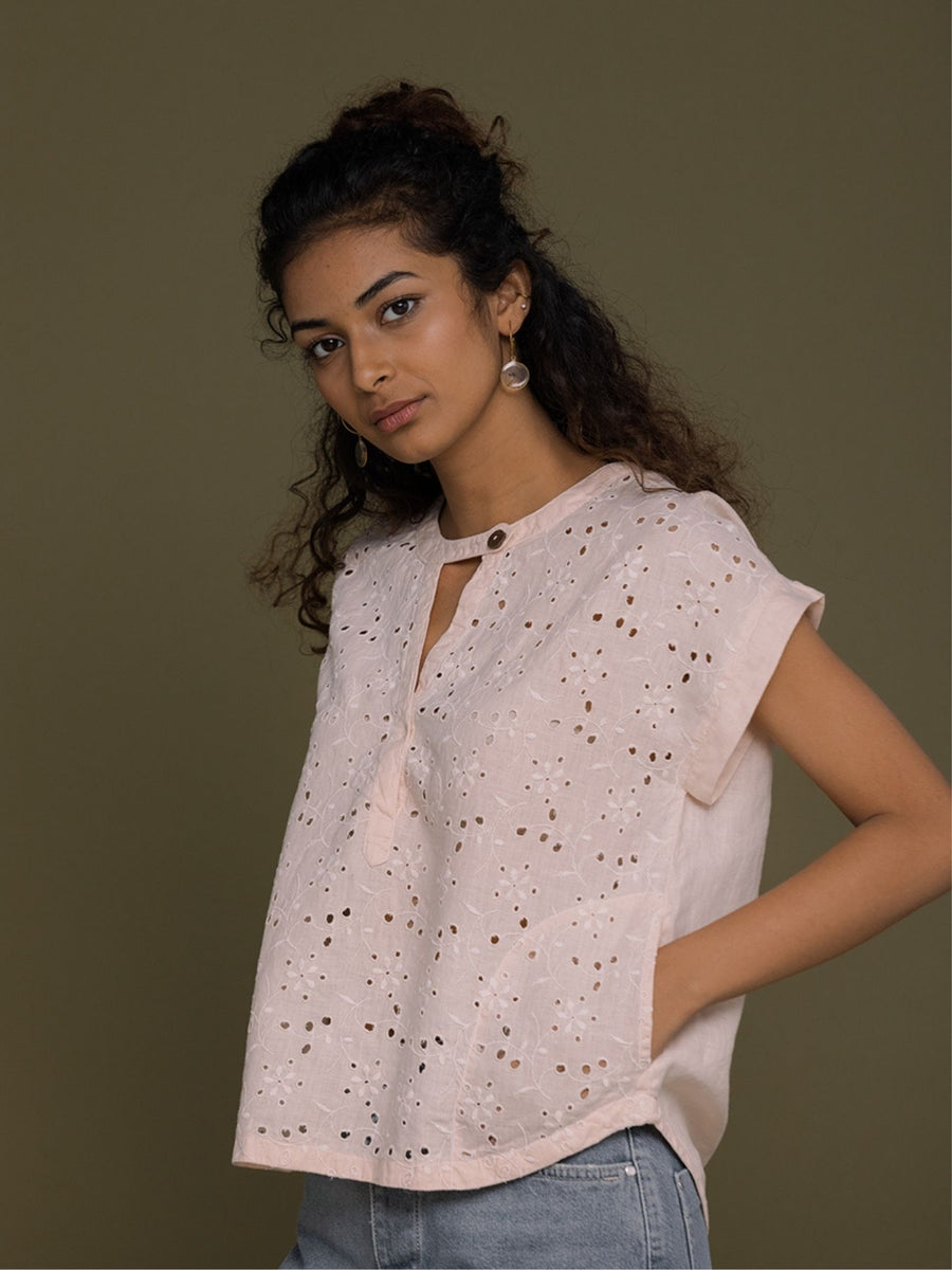 Releve Fashion Reistor Pink Under the Midnight Tree Short Sleeves Top Ethical Designer Brand Sustainable Fashion Conscious Clothing Purchase with Purpose Shop for Good