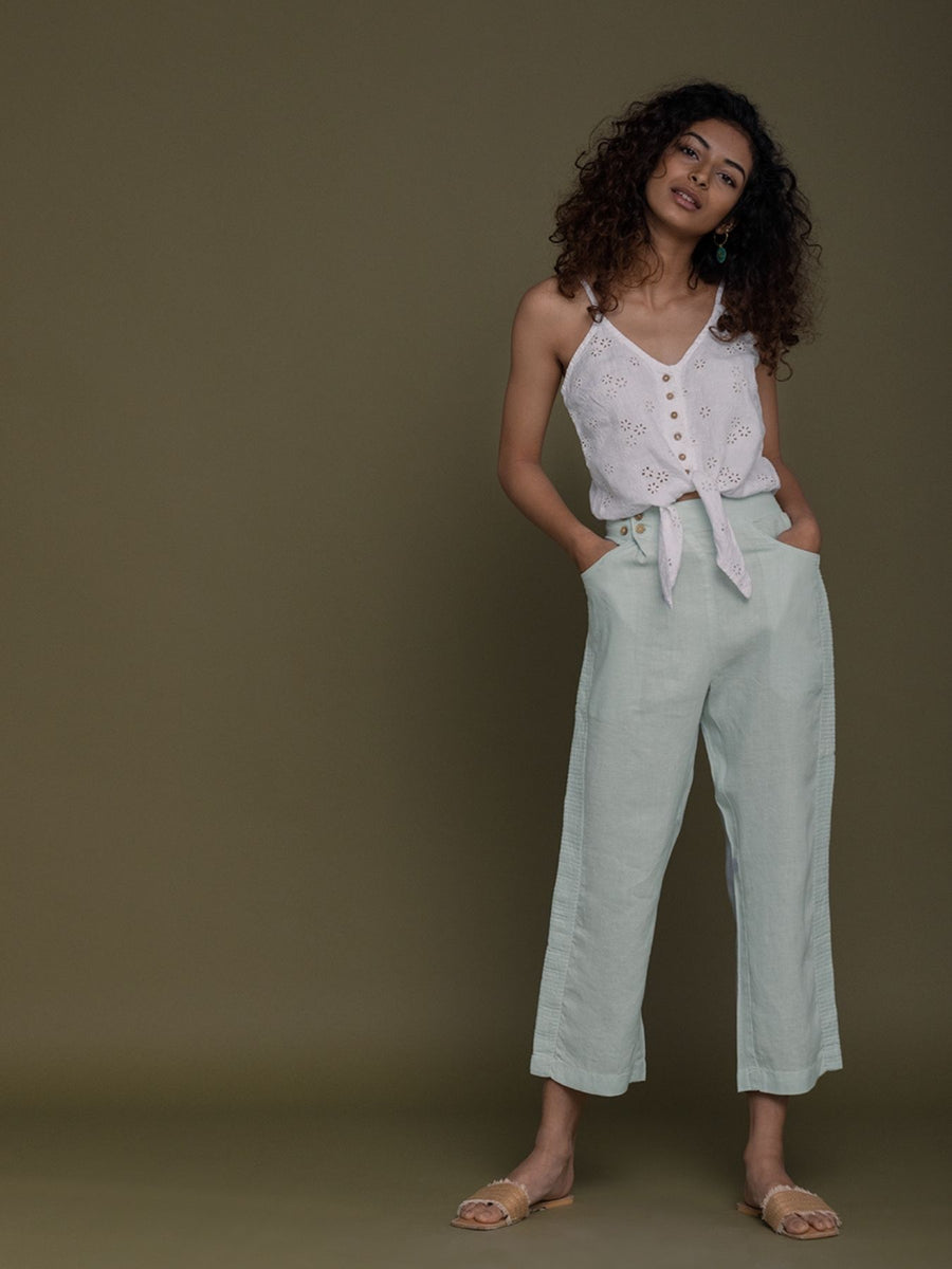 Releve Fashion Reistor Mint Weekend Wanderer Pants Ethical Designer Brand Sustainable Fashion Conscious Clothing Purchase with Purpose Shop for Good